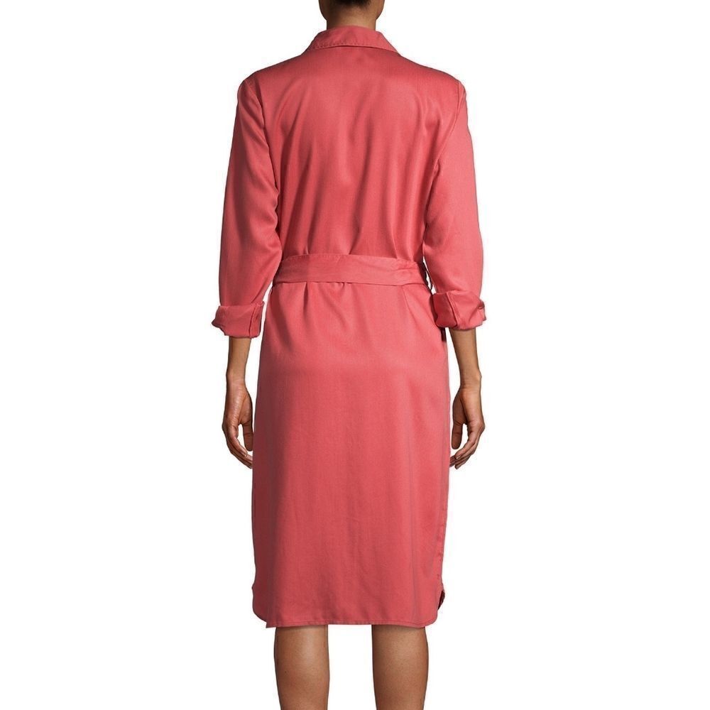 Time & Tru coral Woven Utility Shirt Dress - Picture 12 of 13